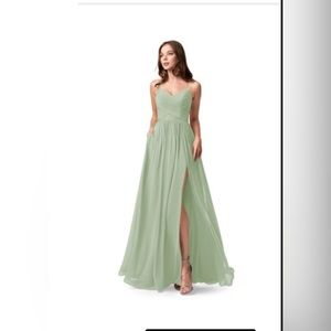 Azazie Leslie Dusty Sage Bridesmaid Dress